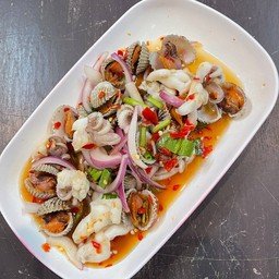 ยำหนวดปลาหมึก+หอยแครง