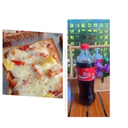 ขนมปังฮาวายเอี้ยนชีสและโค้ก