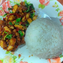 ข้าวกะเพราไก่ทอด