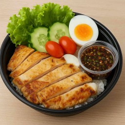 ข้าวอกไก่ย่าง ฟรีไข่ต้ม❤️