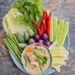 ชุดหลนเนื้อปู+ผักสด