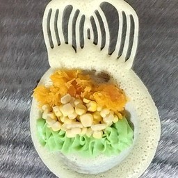 คัสตาร์ดใบเตย+ฝอยทอง+ข้าวโพด