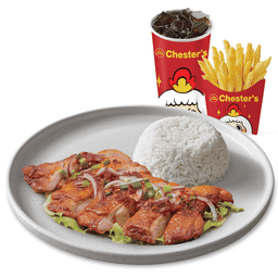 ชุดข้าวไก่ย่างน้ำตก + เฟรนช์ฟรายส์ (M) + โค้ก 22 Oz. [อร่อยซ่ากับโค้ก]