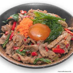 ข้าวหน้ากะเพราหมูไข่ดอง