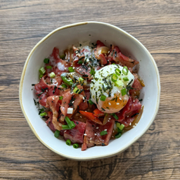 ข้าวหมูเกลือ/เนื้อเกลือ+ไข่ออนเซ็น Salted Pork or Beef with Rice & Onsen Egg