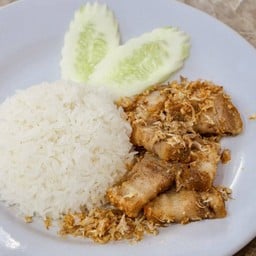 ข้าวราด ทอดกระเทียม