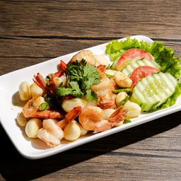 กุ้งผัดพริกขี้หนู (กับข้าว)