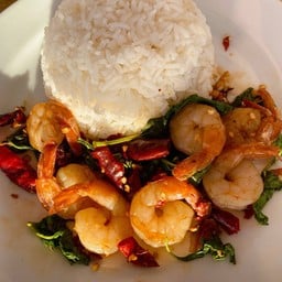 ข้าวกะเพากุ้ง🦐 คั่วพริกแห้ง 🌶️