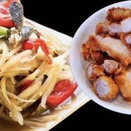 [เซตสุดฮิต]สามชั้นทอดน้ำปลา+ตำปูปลาร้า