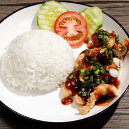 ข้าวไก่ราดซอส