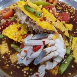 [อร่อยซ่ากับโค้ก] ตำข้าวโพดปลาร้าปูม้า (ใส่ถั่วลิสง) +  โค้กออริจินอล 325มล.(กระป๋อง)