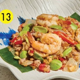 ผัดสะตอกะปิ กุ้งหมูสับ