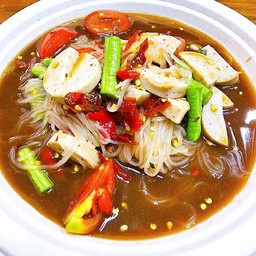 ตำเส้นเล็ก+หมูยอ