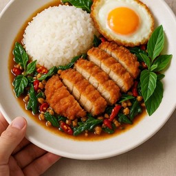 ข้าวกะเพราไก่กรอบ + ไข่ดาว