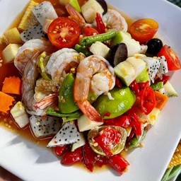 ตำผลไม้รวมกุ้งสุกไข่เค็ม