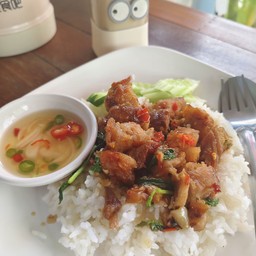 ข้าว+กะเพราหมูอ้วน