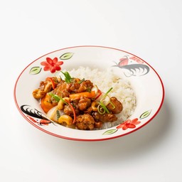 F20 ข้าวไก่ผัดเม็ดมะม่วง