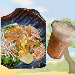 โปรไทยๆ ผัดไทยหมู + ชาไทย สุดคุ้ม