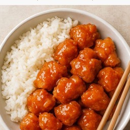 ข้าวไก่ทอด ซอสบาร์บีคิว