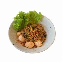 หมี่คลุกหมูเอวเด้งดราก้อน รสเย็นตาโฟต้มยำ