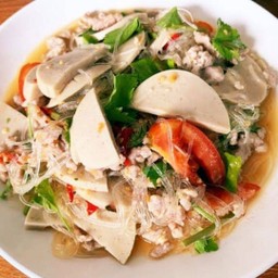 ยำวุ่นเส้นหมูสับ+หมูยอ
