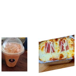 กล่องพิซ่าไร้แป้งหน้าแฮมและชาไทย