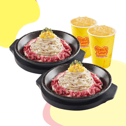 เปปเปอร์ยากิอุด้งหมู + เปปเปอร์ยากิอุด้งเนื้อ + ชาเขียวเย็น (16oz.) 2 แก้ว