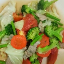 ผัดผักรวมน้ำมันหอย(หมูไก่)