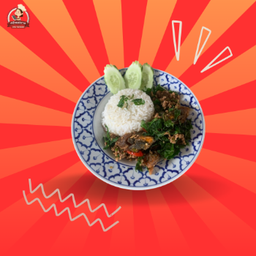 ข้าวกะเพราไข่เยี่ยวม้า