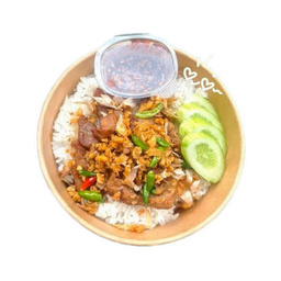 ข้าวหมูกระเทียม / Garlic pork rice