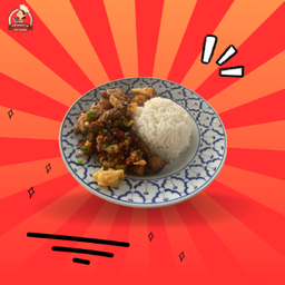 ข้าวราดผัดพริกเกลือ 3 สหาย