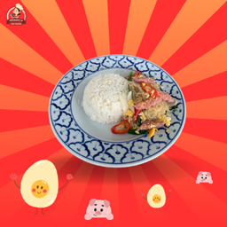 ข้าวราดวุ้นเส้นผัดแหนม