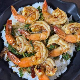 กระเพรากุ้ง+ไข่ดาว