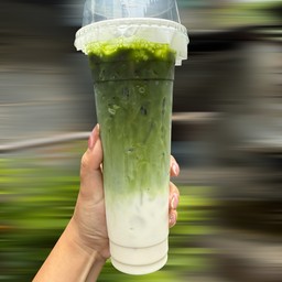 ชาเขียวลาเต้นมสด ( เน้นนม )
