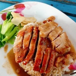 ข้าวหน้าเป็ดย่าง+หมูกรอบ