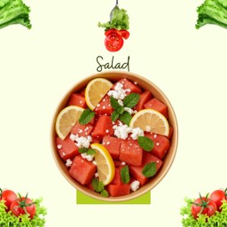 สลัดคลุก(Watermelon+Feta Cheese+ใบมิ้นสับ+หอมแดงและเมล็ดเจีย)