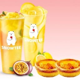 ชาเสาวรส + น้ำมะนาว + ทาร์ตไข่ 2 ชิ้น