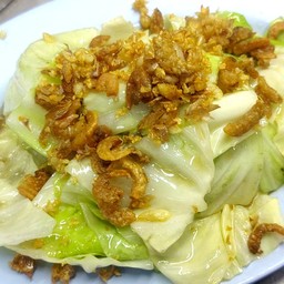 กะหล่ำปลีผัดน้ำปลา (ใส่กุ้งแห้ง)