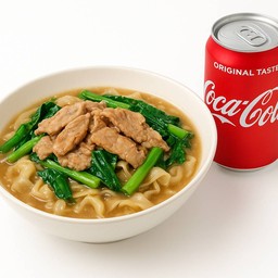 ราดหน้าเส้นใหญ่จับคู่โค้ก