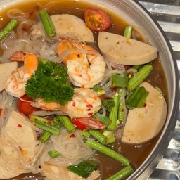 ตำเส้นเล็กหมูยอเหนียวนุุ่ม กุ้ง+ หมุยอ