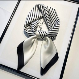 ผ้าพิมพ์ลายเส้นแนวขาวง ผ้าพันคอ ผ้าโพกหัว ผ้าคลุมไหล่ แฟชั่นสี่เหลี่ยม สำหรับผู้หญิง ขนาด 68 CM.