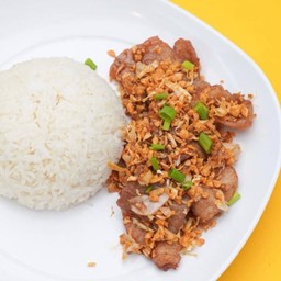 120.1 ผัดกระเทียมพริกไทยหมู/ไก่(ราดข้าวหอมมะลิ)