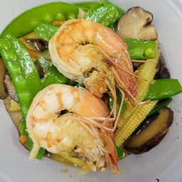 KA-221 กุ้งผัดลันเตาเห็ดหอมสด (กับข้าว)