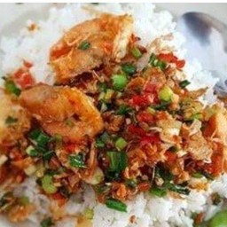 กุ้งคั่วพริกเกลือ(ราดข้าว)