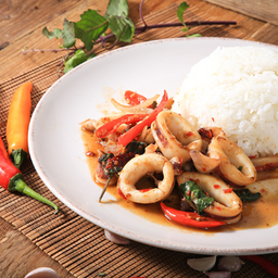 Stir fried basil seafood (กระเพราทะเล)