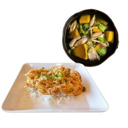 ข้าวไข่ฟู+แกงเลียงกุ้งสด(โอชารสข้าวสวยไข่เจียวอาหารชุด)