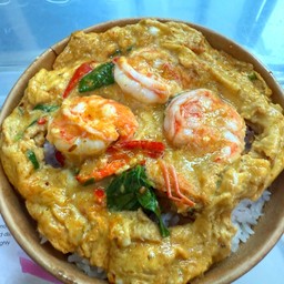 ข้าวไข่ข้นแกงเขียวหวานกุ้ง