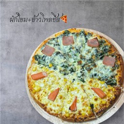 พิซซ่า ข้าวโพดผักโขมชีส ไซร้M ตัด6ชิ้น