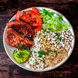 Beef Burger Guacamole Quinoa Bowl