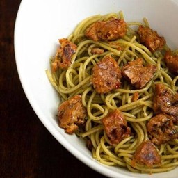 vegan sausage pesto sauce
